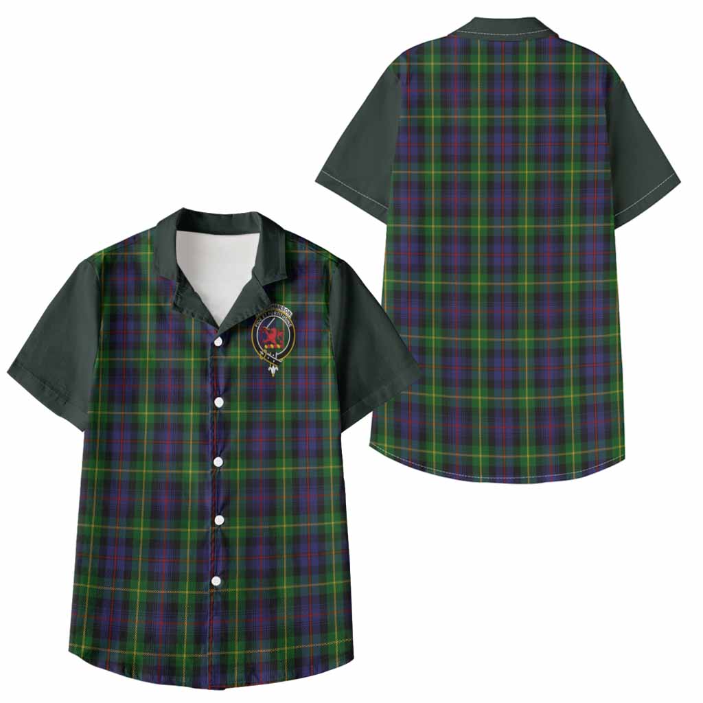 Farquharson Tartan Accent Kid Hawaiian Shirt with Family Crest