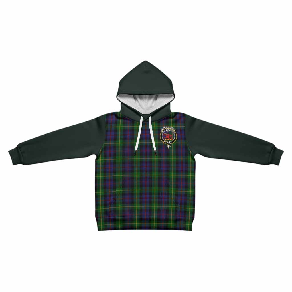 Farquharson Tartan Accent Kid Hoodie with Family Crest