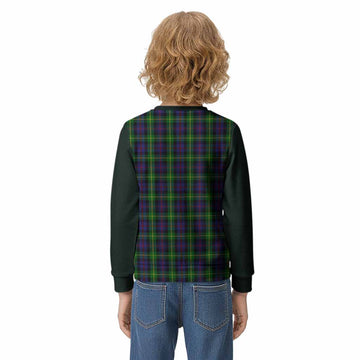 Farquharson Tartan Accent Kid Knitted Sweatshirt with Family Crest