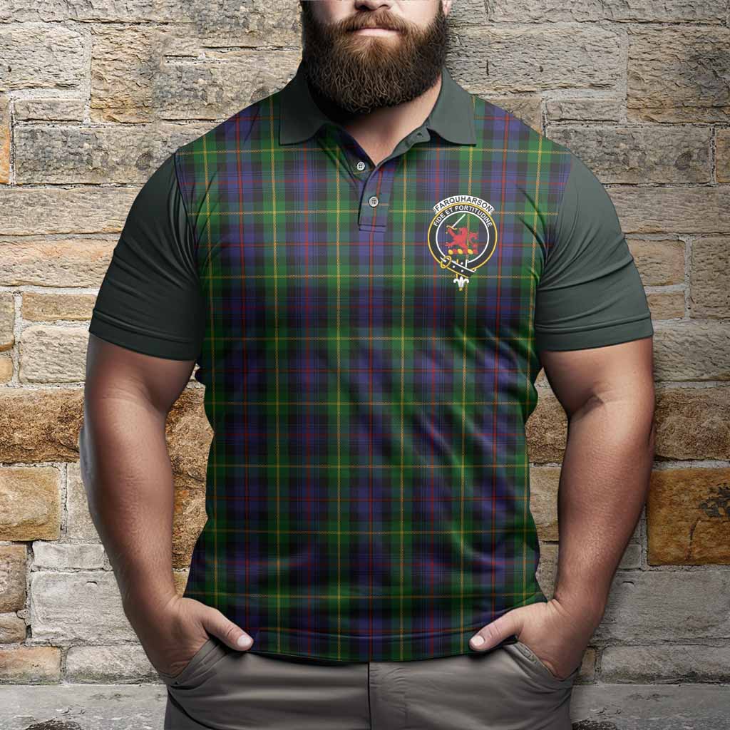 Farquharson Tartan Accent Polo Shirt with Family Crest