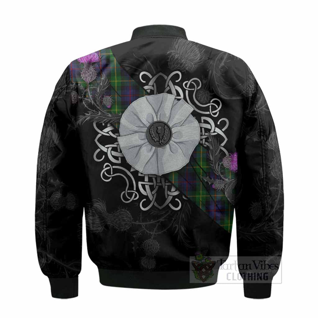 Farquharson Tartan Bomber Jacket Jacobite White Rose - Tartan Vibes Clothing