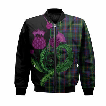 Farquharson Tartan Bomber Jacket Traditional Scottish Thistle
