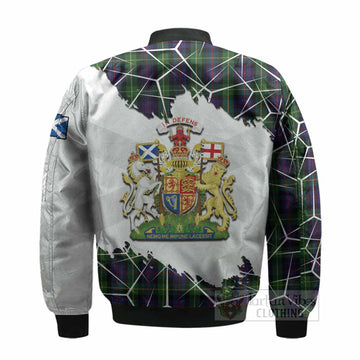 Farquharson Tartan Bomber Jacket with Family Crest and Lion Rampant Grunge Style