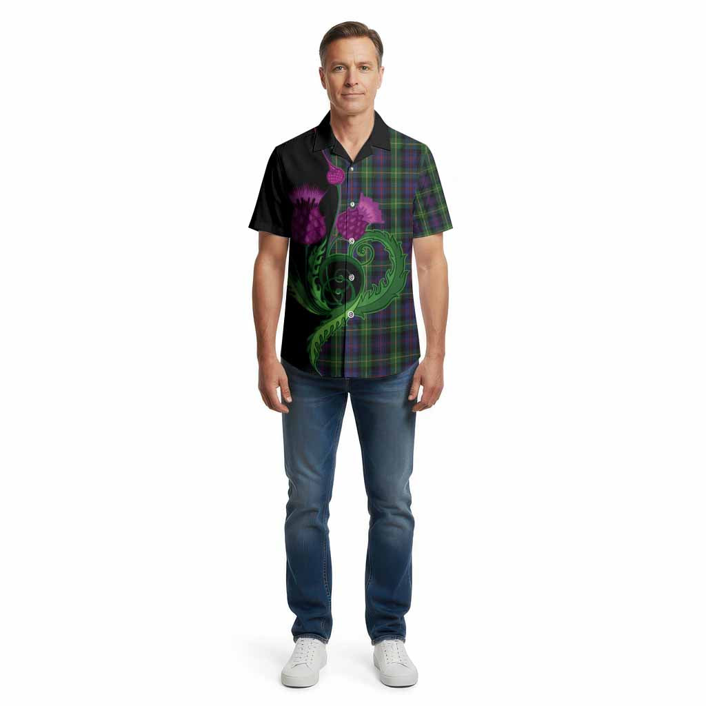 Farquharson Tartan Cotton Hawaiian Shirt Traditional Scottish Thistle