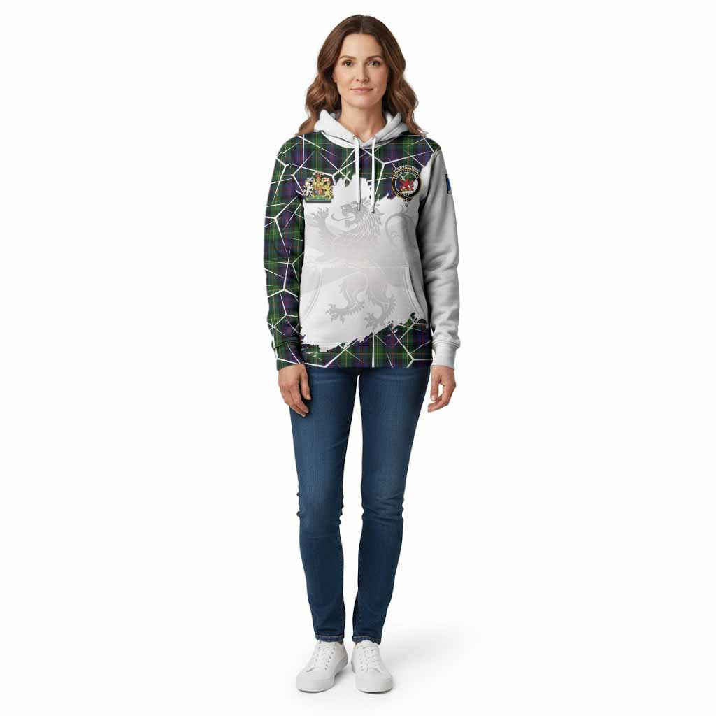 Farquharson Tartan Cotton Hoodie with Family Crest and Lion Rampant Grunge Style