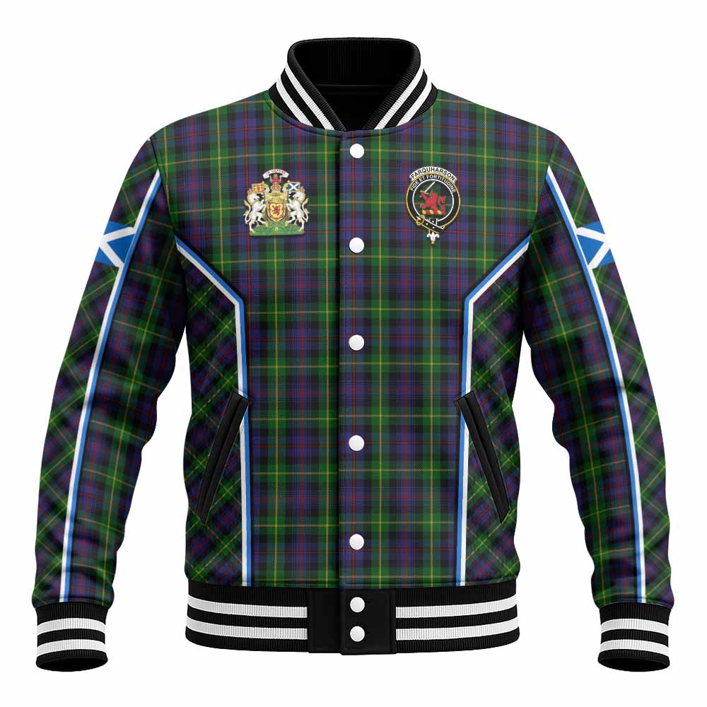 Farquharson Tartan Crest Baseball Jacket Scotland Coat of Arm Flag Style - Tartan Vibes Clothing