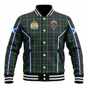 Farquharson Tartan Crest Baseball Jacket Scotland Coat of Arm Flag Style - Tartan Vibes Clothing