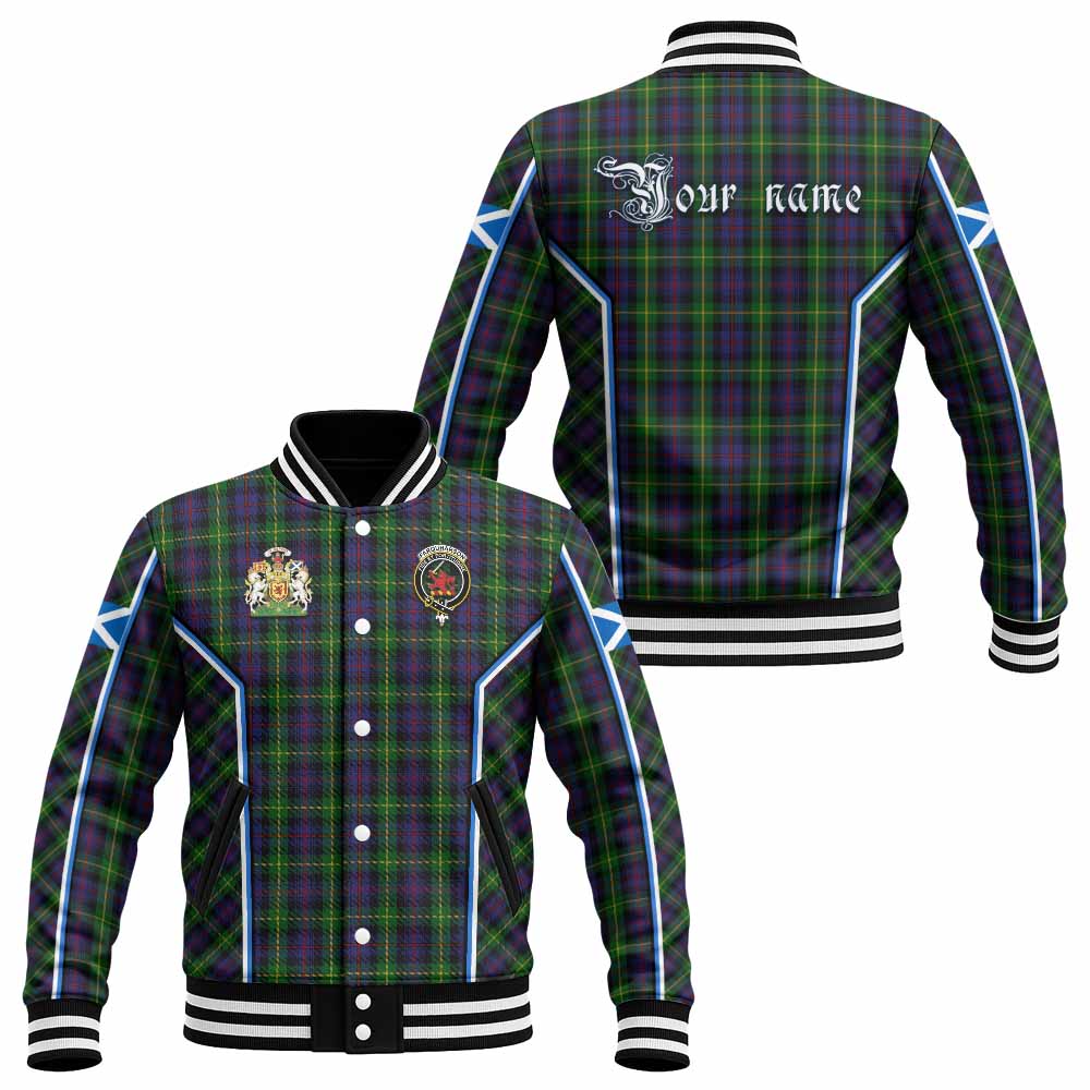 Farquharson Tartan Crest Baseball Jacket Scotland Coat of Arm Flag Style - Tartan Vibes Clothing