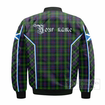 Farquharson Tartan Crest Bomber Jacket Scotland Coat of Arm Flag Style