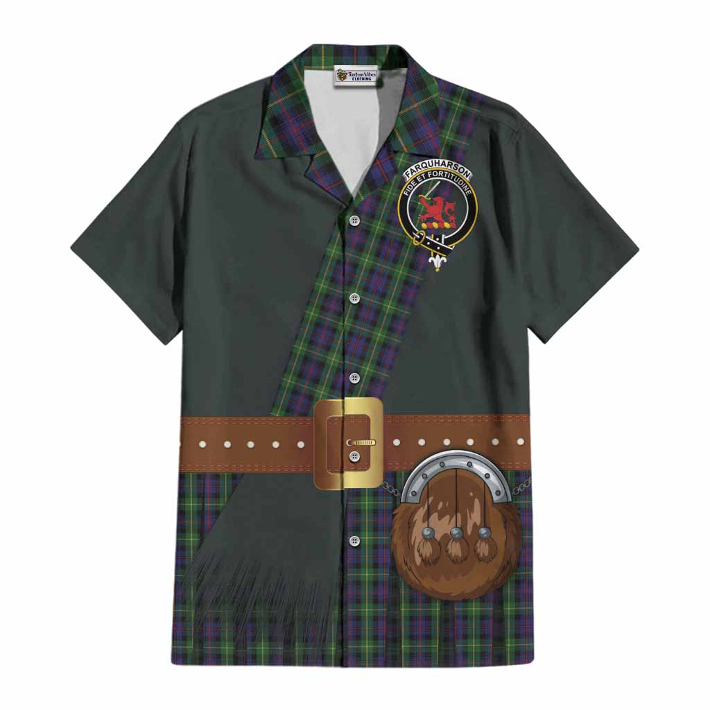Farquharson Tartan Crest Cotton Hawaiian Shirt Kilt Costume Style