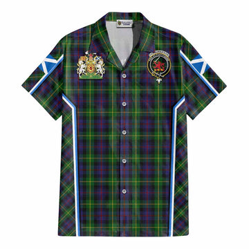 Farquharson Tartan Crest Cotton Hawaiian Shirt Scotland Coat of Arm Flag Style