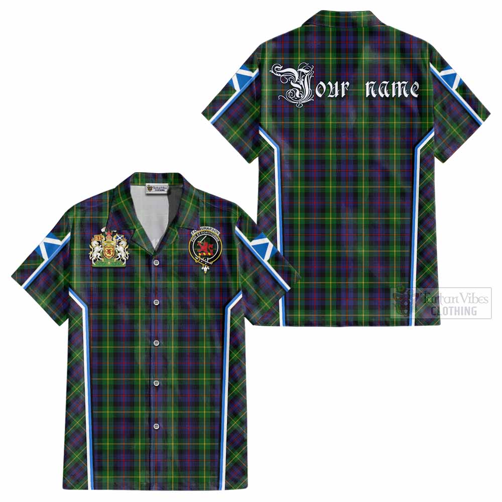 Farquharson Tartan Crest Cotton Hawaiian Shirt Scotland Coat of Arm Flag Style - Tartan Vibes Clothing