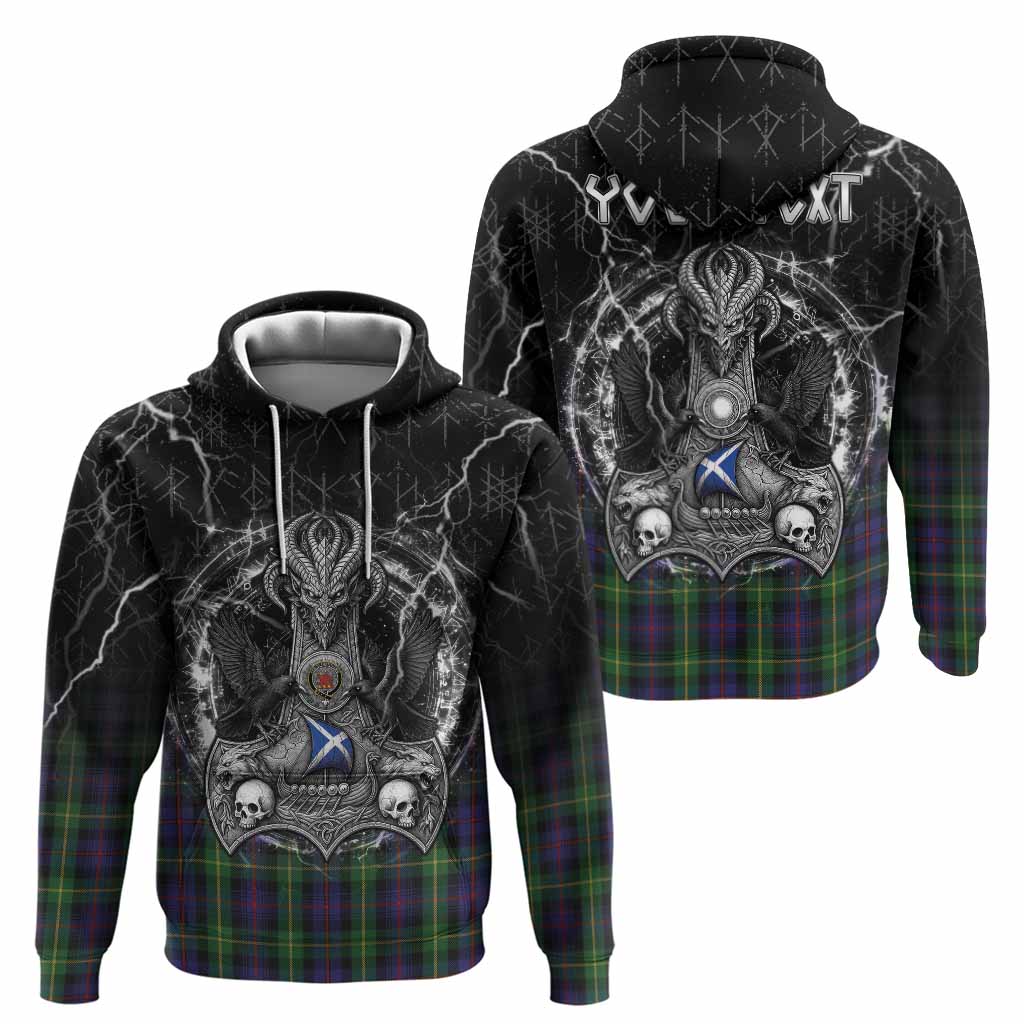 Farquharson Tartan Crest Hoodie Celtic Odin's Raven Legacy