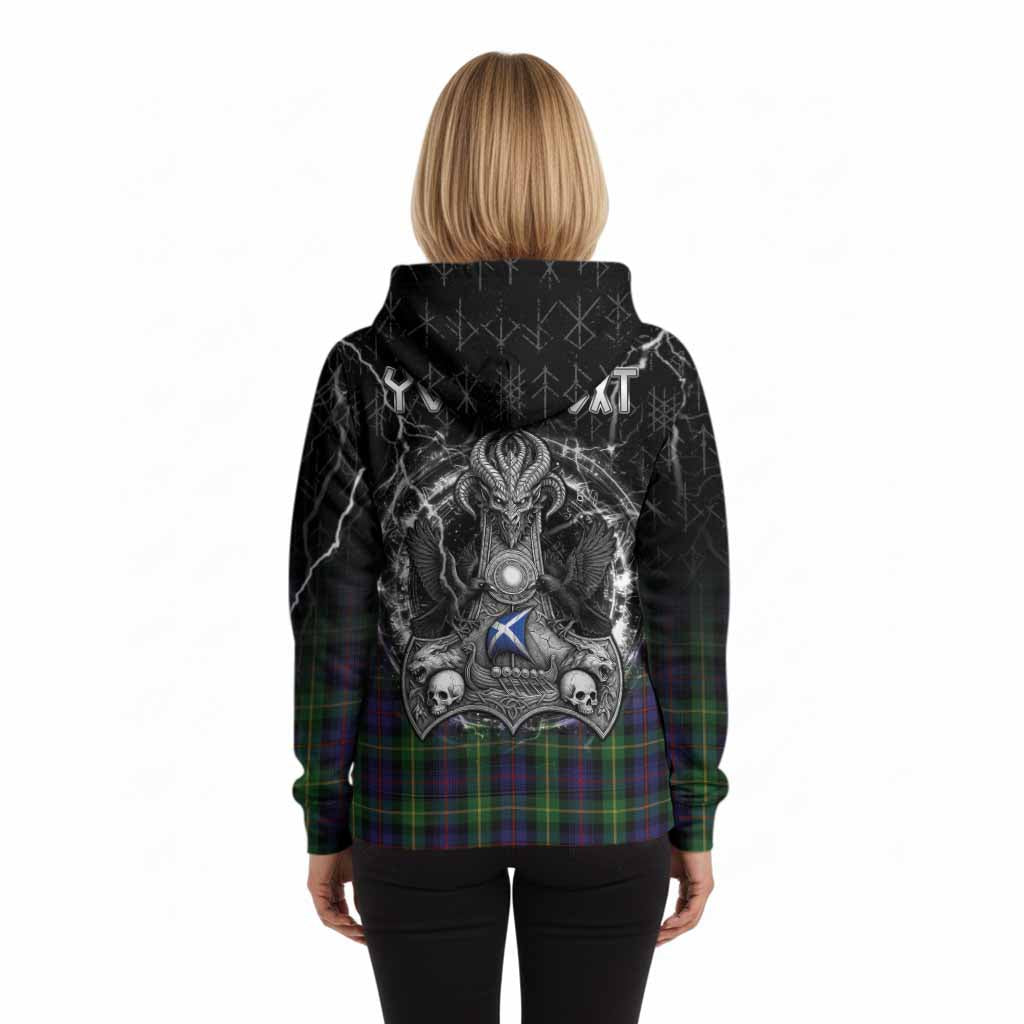 Farquharson Tartan Crest Hoodie Celtic Odin's Raven Legacy