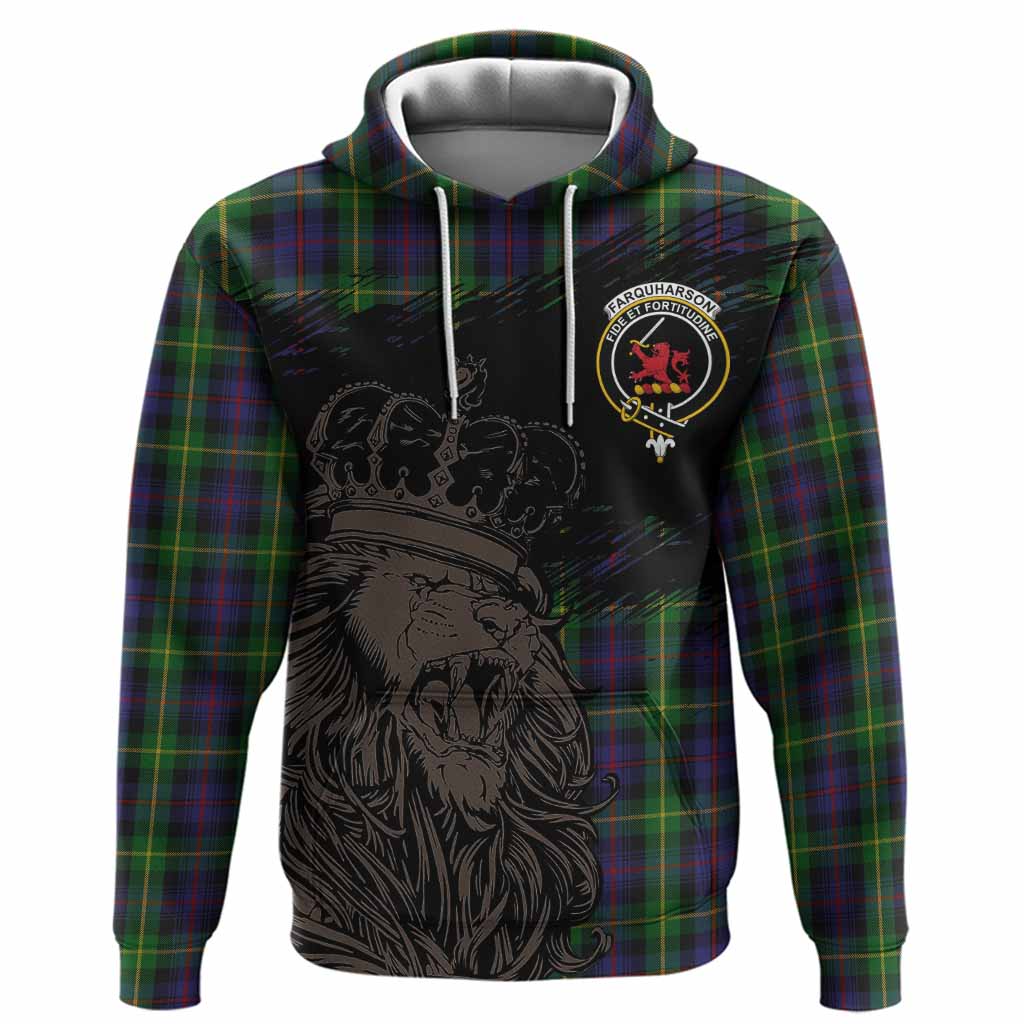 Farquharson Tartan Crest Hoodie Crowned Lion Heritage Style