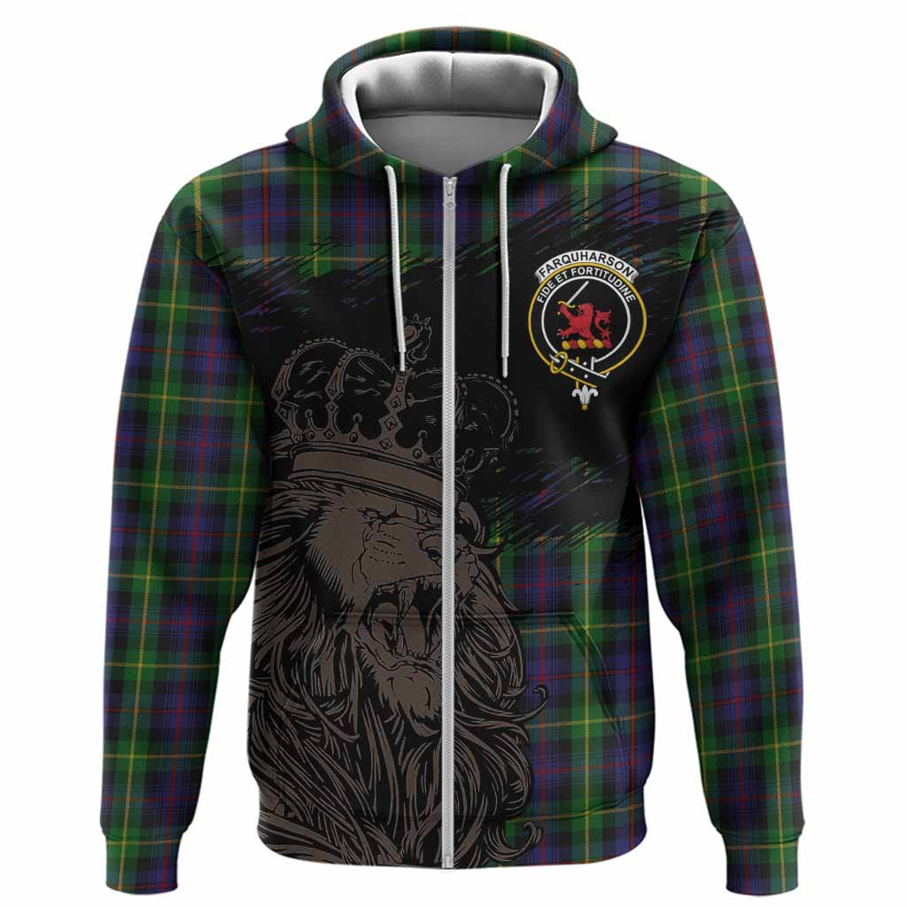 Farquharson Tartan Crest Hoodie Crowned Lion Heritage Style