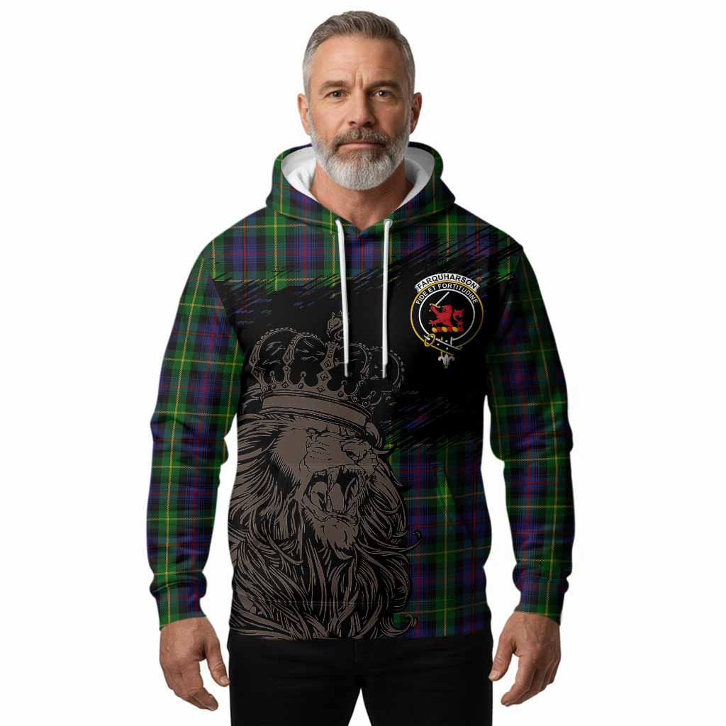Farquharson Tartan Crest Hoodie Crowned Lion Heritage Style