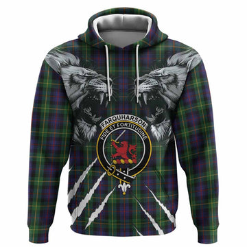 Farquharson Tartan Crest Hoodie Ferocious Lion Style