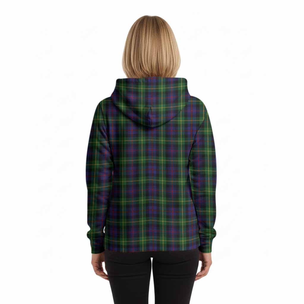 Farquharson Tartan Crest Hoodie Ferocious Lion Style