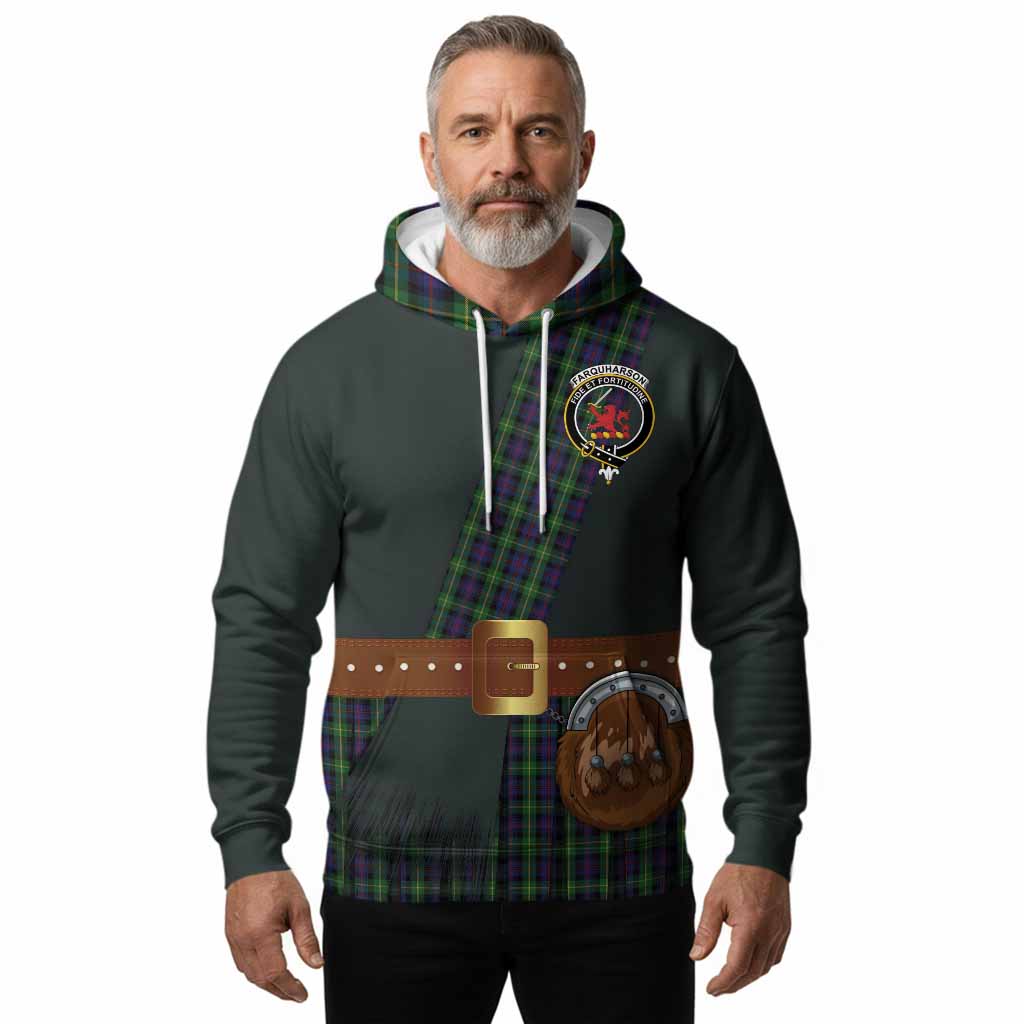 Farquharson Tartan Crest Hoodie Kilt Costume Style