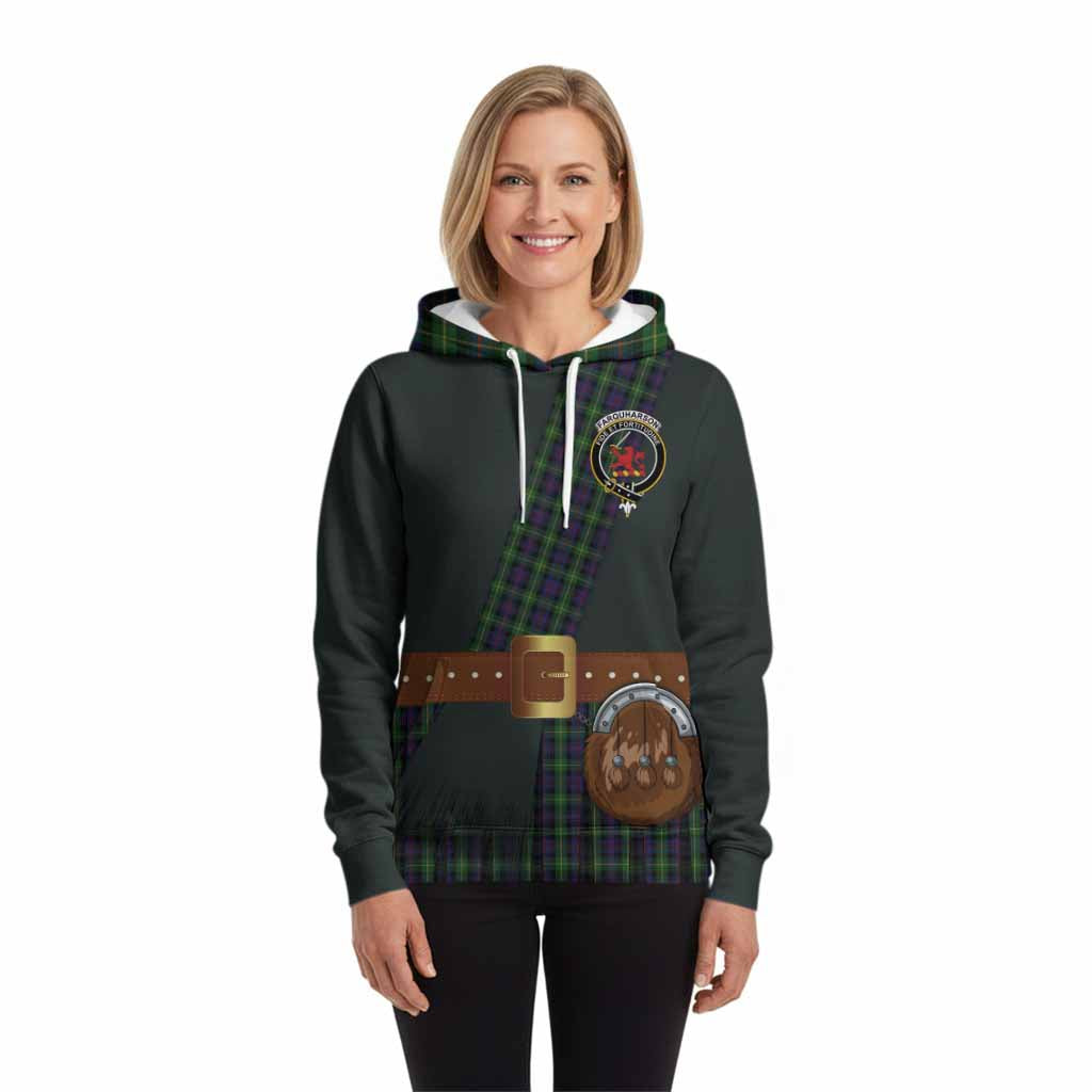 Farquharson Tartan Crest Hoodie Kilt Costume Style