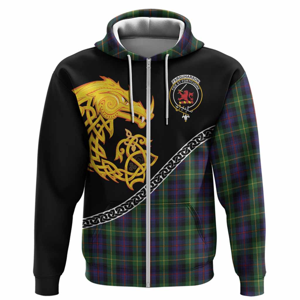 Farquharson Tartan Crest Hoodie Legendary Dragon Knot Half Style