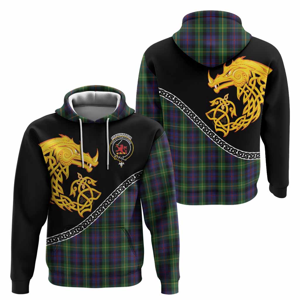 Farquharson Tartan Crest Hoodie Legendary Dragon Knot Half Style