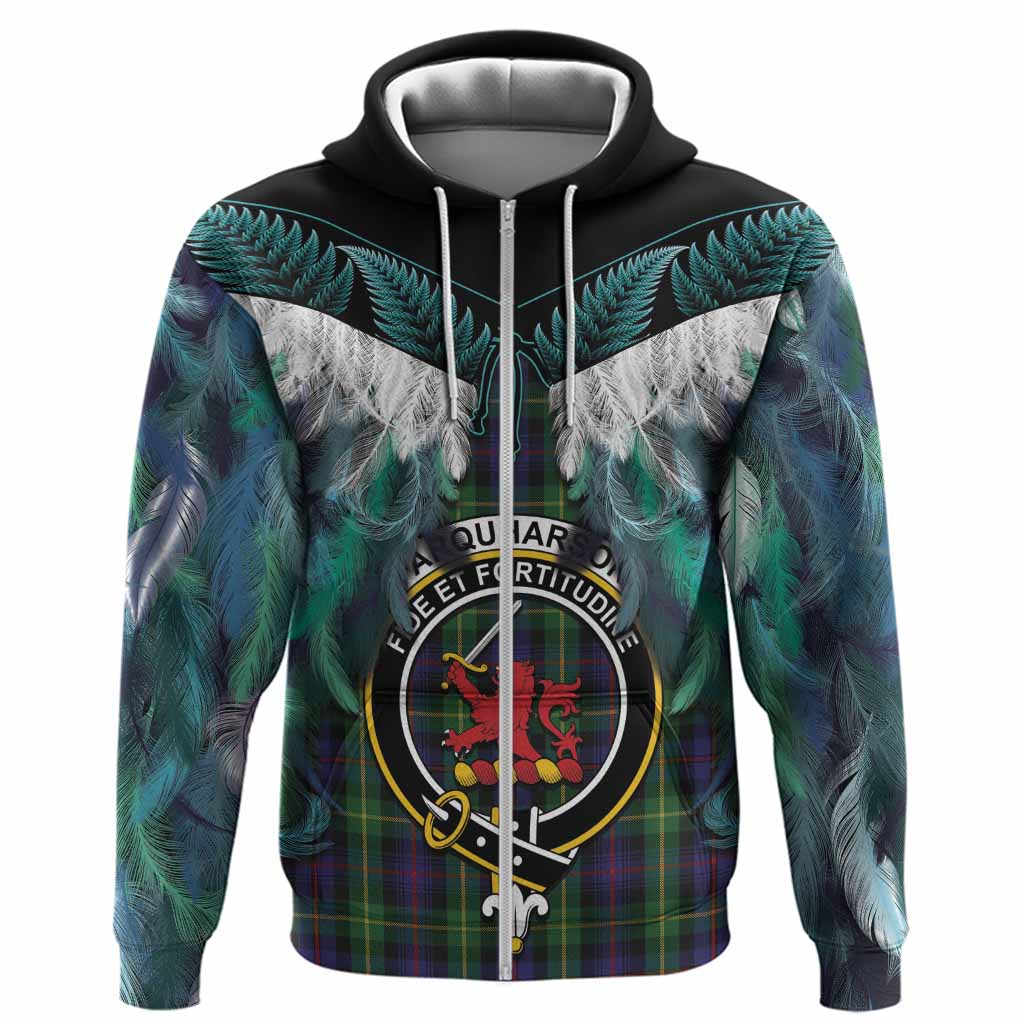 Farquharson Tartan Crest Hoodie New Zealand Maori Korowai Cloak