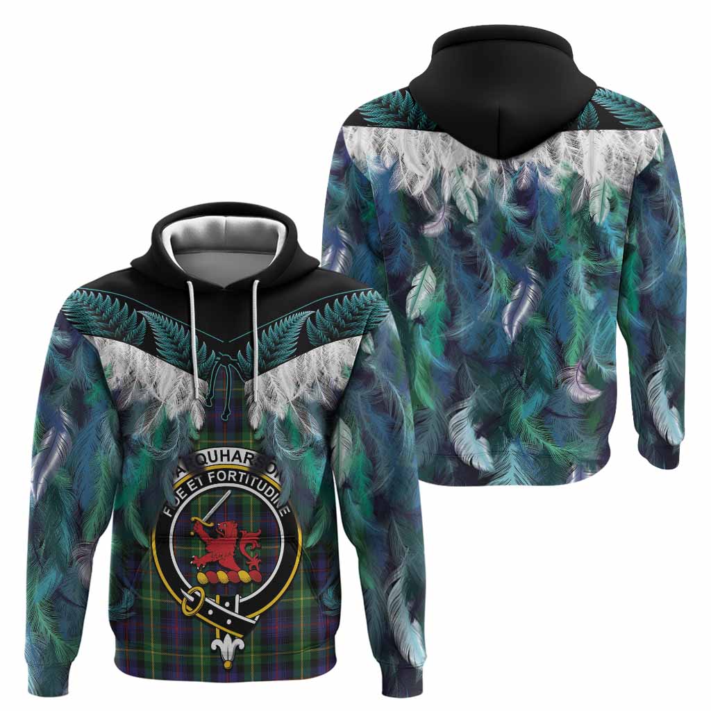 Farquharson Tartan Crest Hoodie New Zealand Maori Korowai Cloak