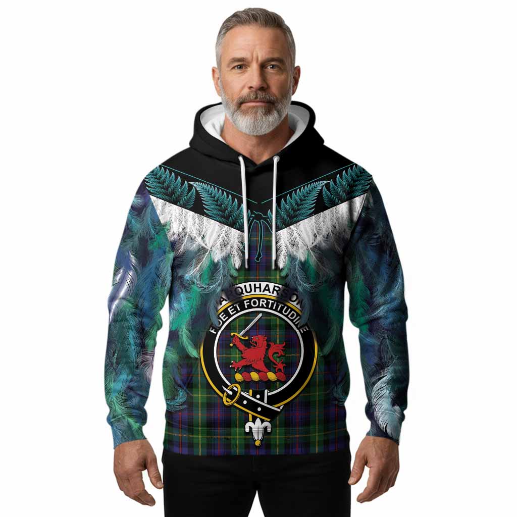 Farquharson Tartan Crest Hoodie New Zealand Maori Korowai Cloak