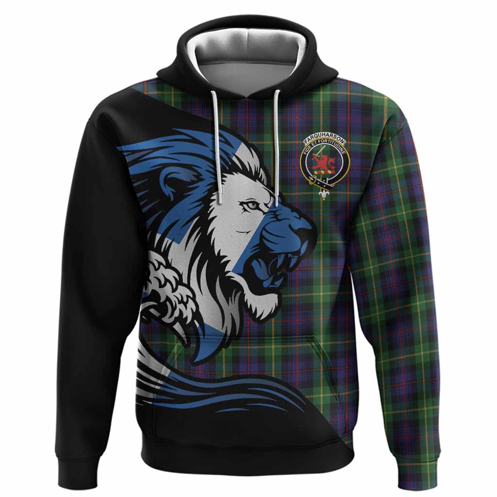 Farquharson Tartan Crest Hoodie Scottish Golden Lions Wave Flow