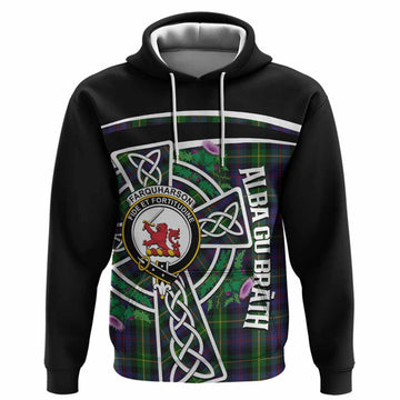Farquharson Tartan Crest Hoodie Scottish Thistle Celtic Cross Alba Gu Brath