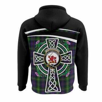 Farquharson Tartan Crest Hoodie Scottish Thistle Celtic Cross Alba Gu Brath