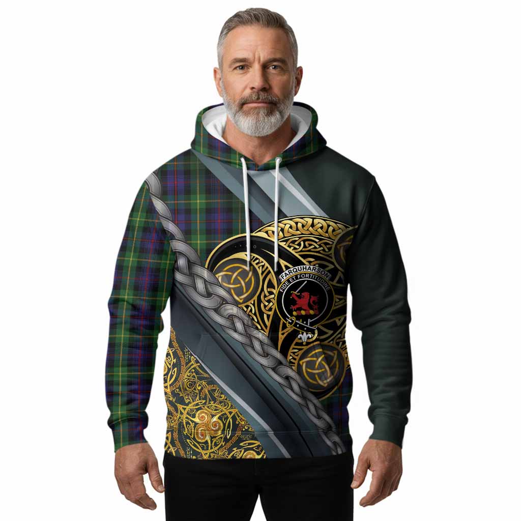 Farquharson Tartan Crest Hoodie Scottish Triskele Celtic
