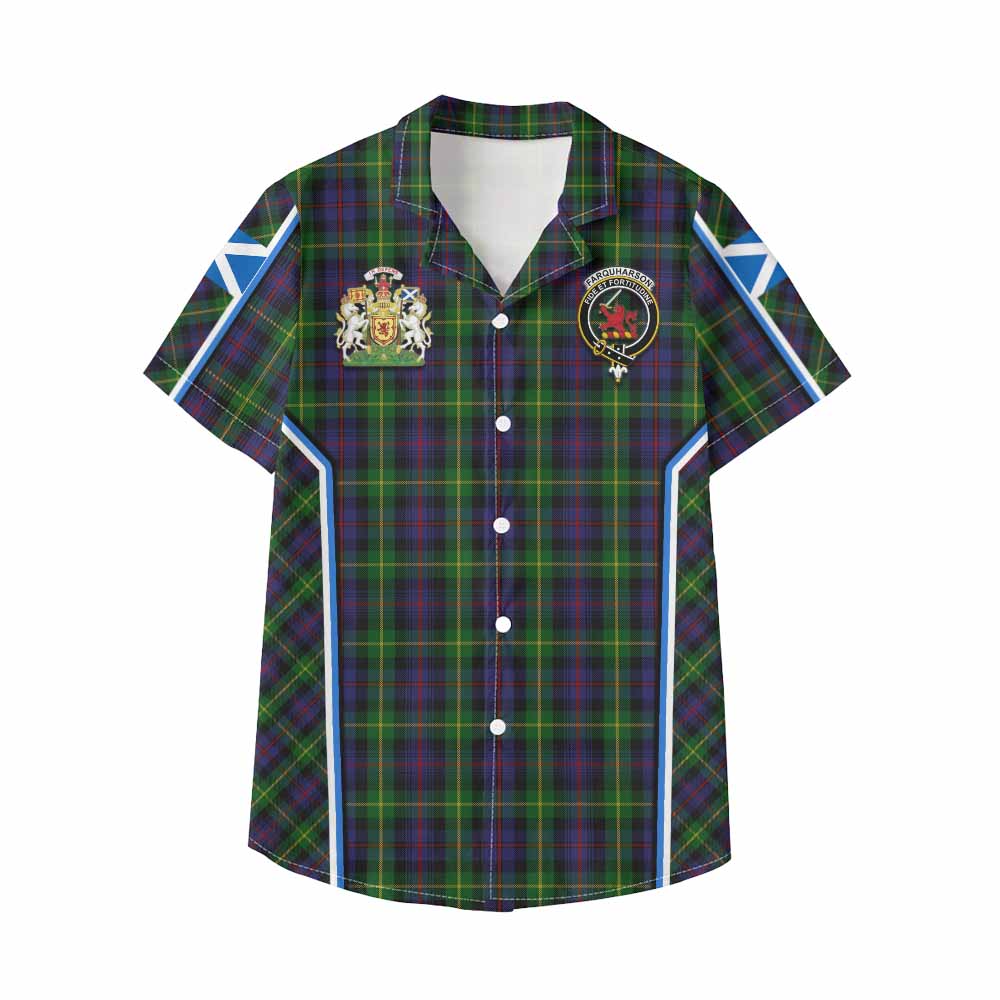 Farquharson Tartan Crest Kid Hawaiian Shirt Scotland Coat of Arm Flag Style - Tartan Vibes Clothing