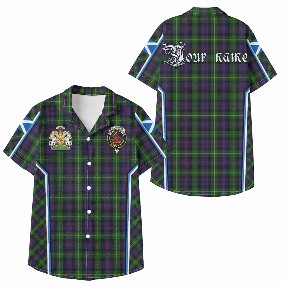 Farquharson Tartan Crest Kid Hawaiian Shirt Scotland Coat of Arm Flag Style - Tartan Vibes Clothing