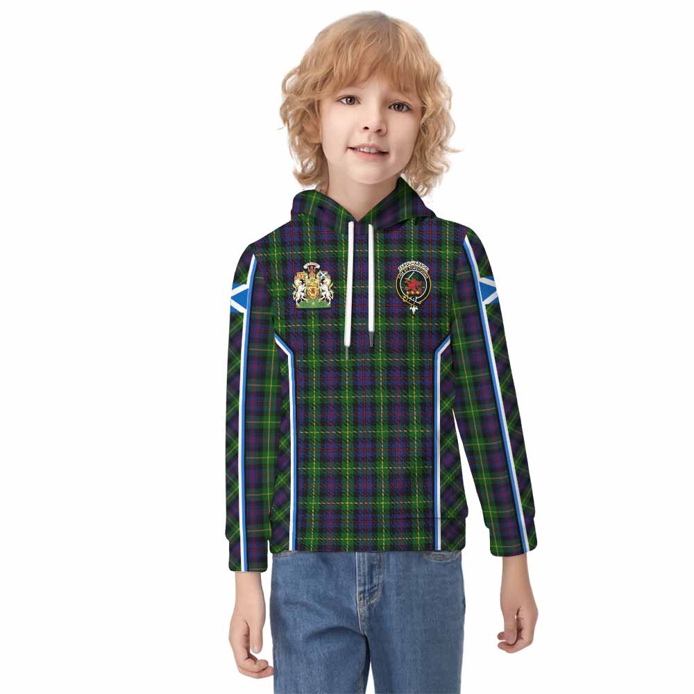 Farquharson Tartan Crest Kid Hoodie Scotland Coat of Arm Flag Style - Tartan Vibes Clothing