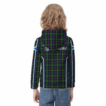 Farquharson Tartan Crest Kid Hoodie Scotland Coat of Arm Flag Style - Tartan Vibes Clothing