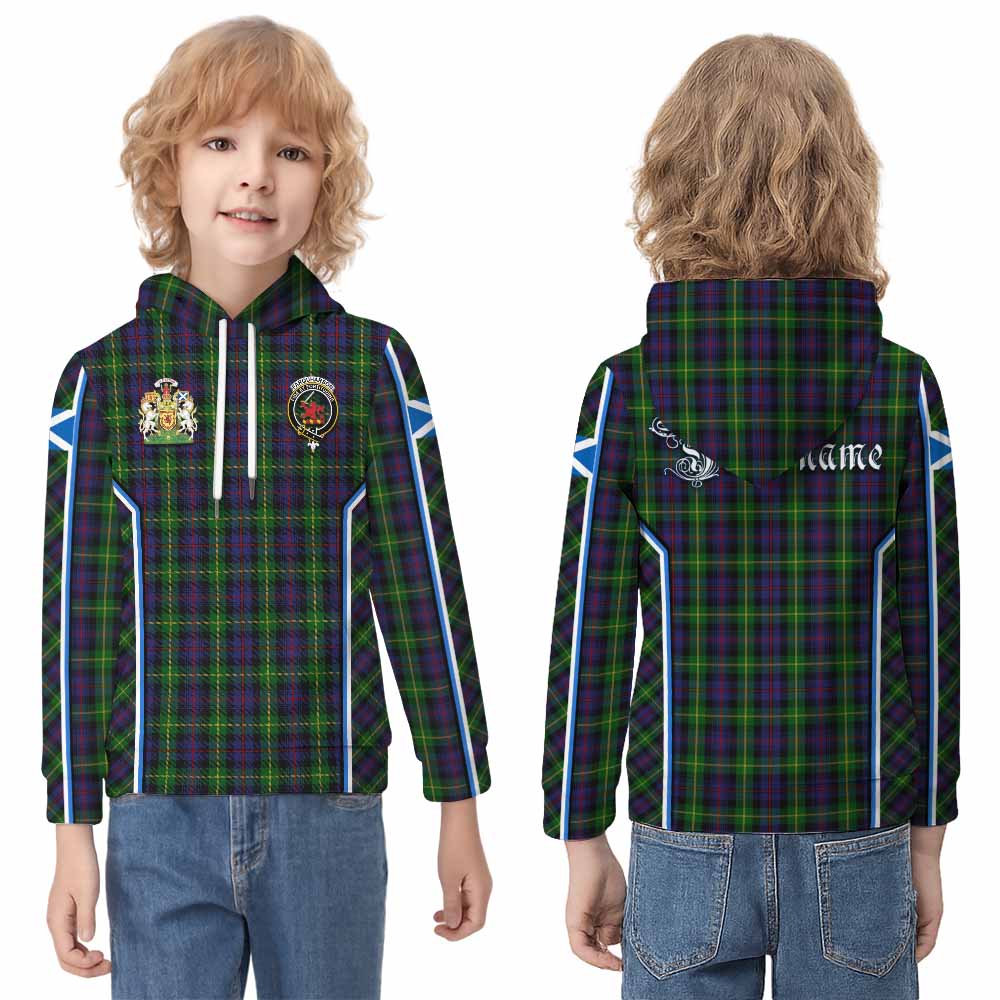 Farquharson Tartan Crest Kid Hoodie Scotland Coat of Arm Flag Style - Tartan Vibes Clothing
