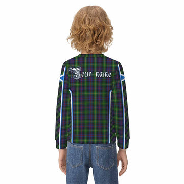 Farquharson Tartan Crest Kid Knitted Sweatshirt Scotland Coat of Arm Flag Style - Tartan Vibes Clothing