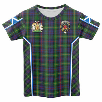 Farquharson Tartan Crest Kid T-shirt Scotland Coat of Arm Flag Style - Tartan Vibes Clothing