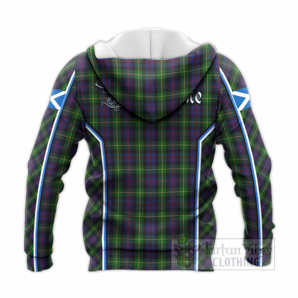 Farquharson Tartan Crest Knitted Hoodie Scotland Coat of Arm Flag Style - Tartan Vibes Clothing