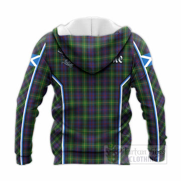 Farquharson Tartan Crest Knitted Hoodie Scotland Coat of Arm Flag Style