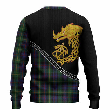 Farquharson Tartan Crest Knitted Sweater Legendary Dragon Knot Half Style
