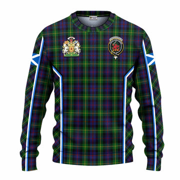 Farquharson Tartan Crest Knitted Sweater Scotland Coat of Arm Flag Style