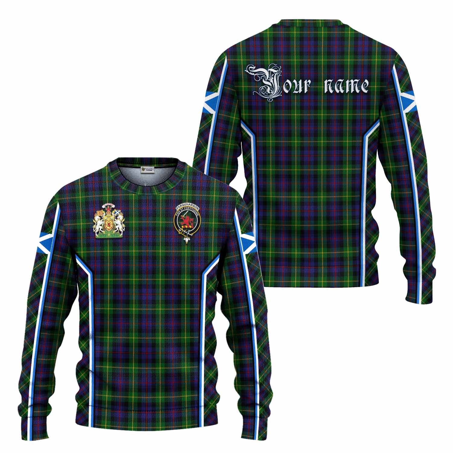 Farquharson Tartan Crest Knitted Sweater Scotland Coat of Arm Flag Style - Tartan Vibes Clothing
