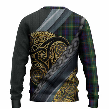 Farquharson Tartan Crest Knitted Sweater Scottish Triskele Celtic