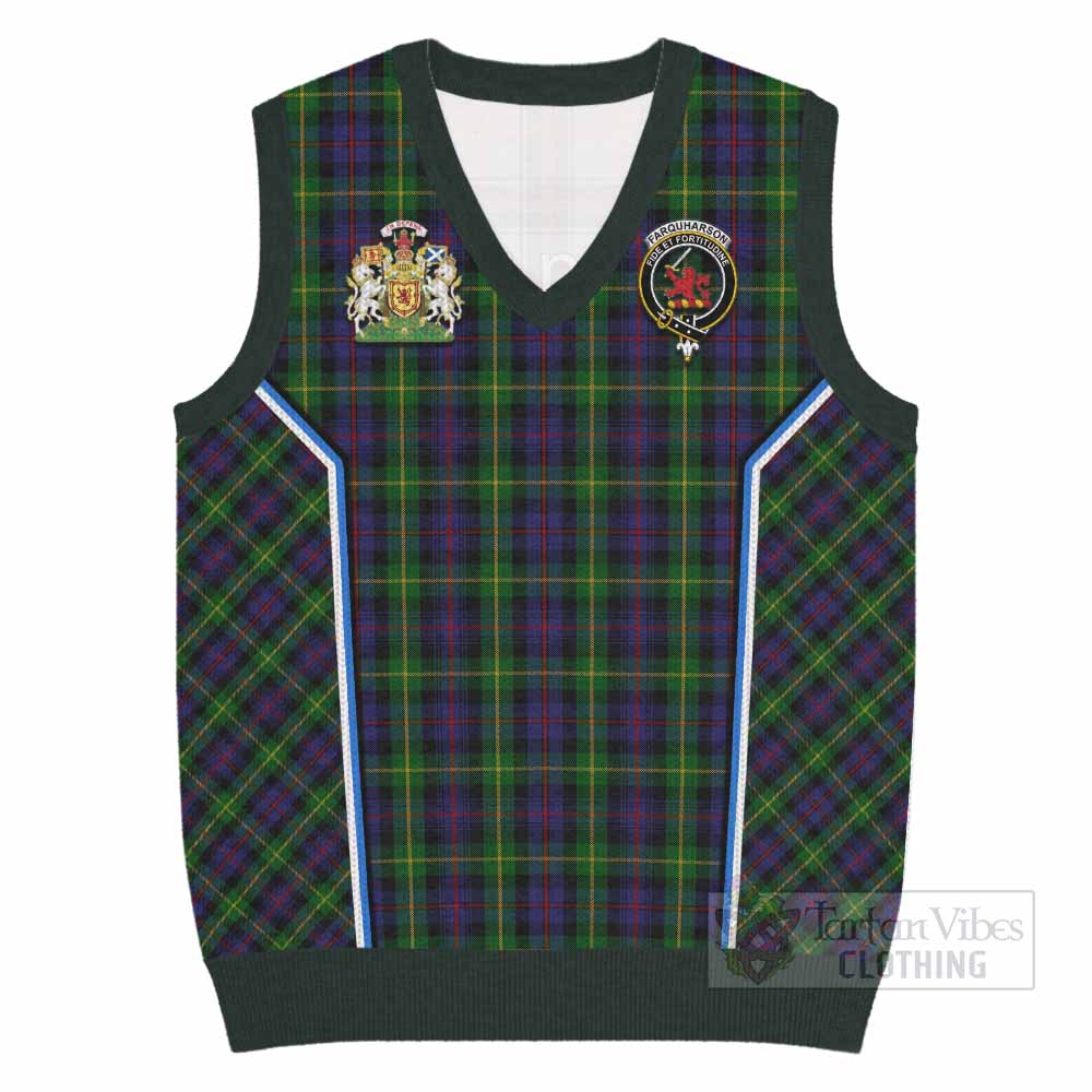 Farquharson Tartan Crest Knitted V-Neck Vest Scotland Coat of Arm Flag Style - Tartan Vibes Clothing