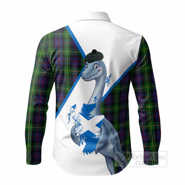 Farquharson Tartan Crest Loch Ness Monster Long Sleeve Button Shirts Nessie Scottish Map Tha Gradh Agam Air Alba