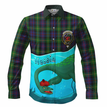 Farquharson Tartan Crest Long Sleeve Button Shirts Nessie Under Water